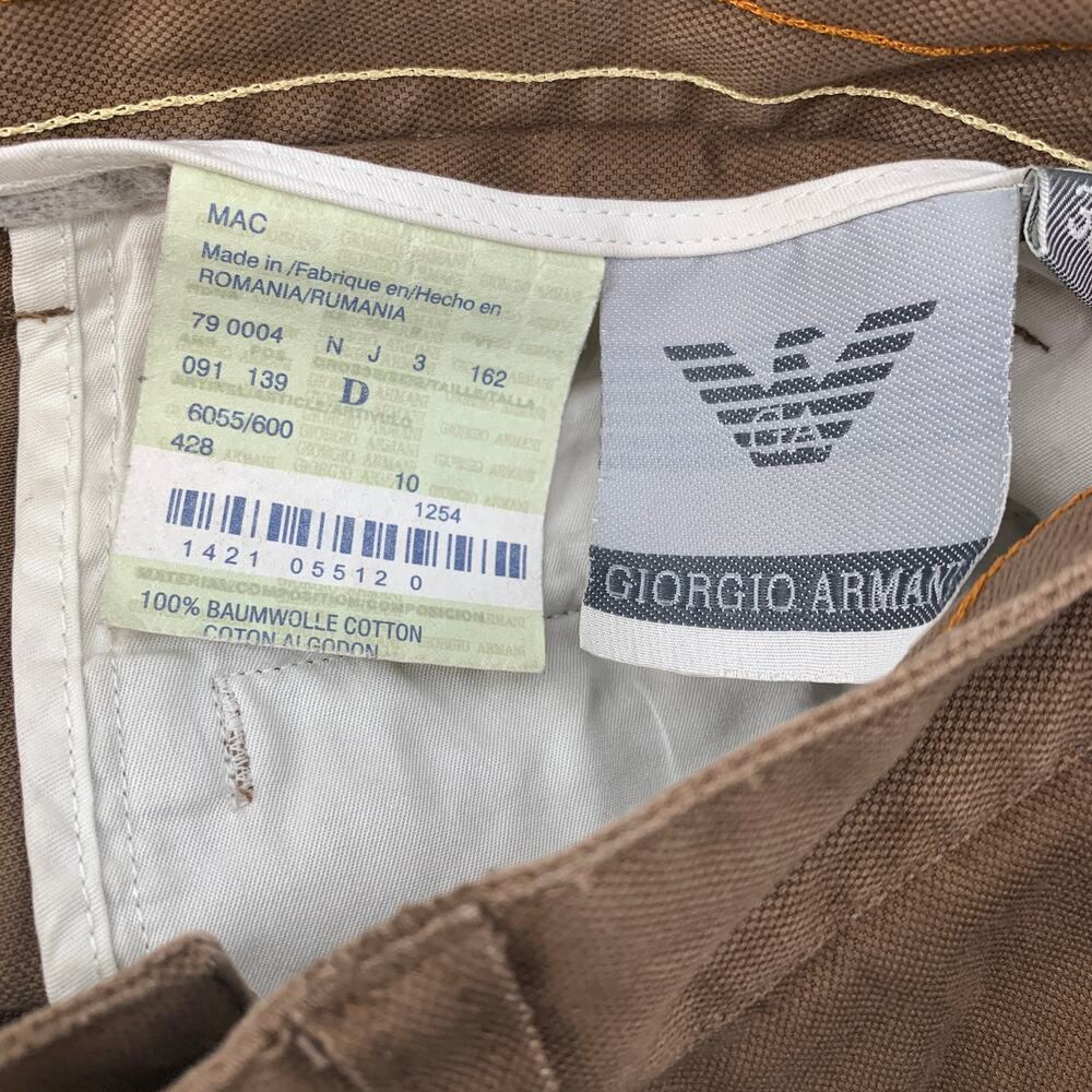 GIORGIO ARMANI Pants Size 30 / Size L Slacks Tan Pleated Brown Straight Leg - Picture 4 of 10